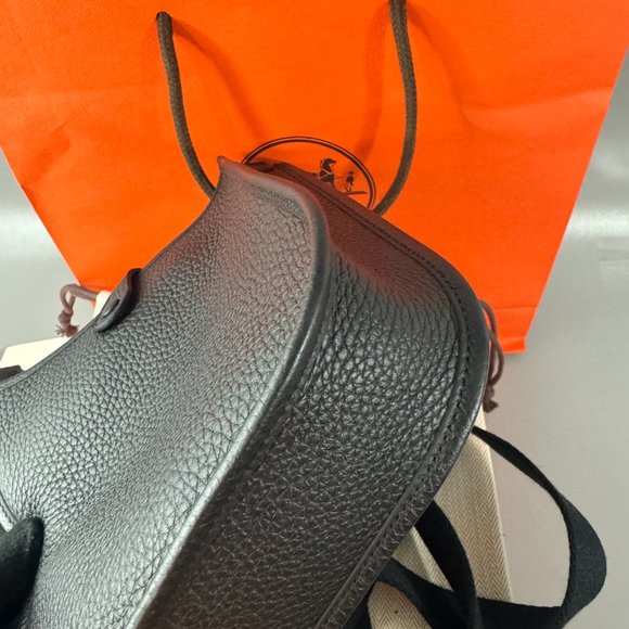 NWT Authentic Hermes Mini Black Leather Evelyn Crossbody Bag - Picture 9 of 12